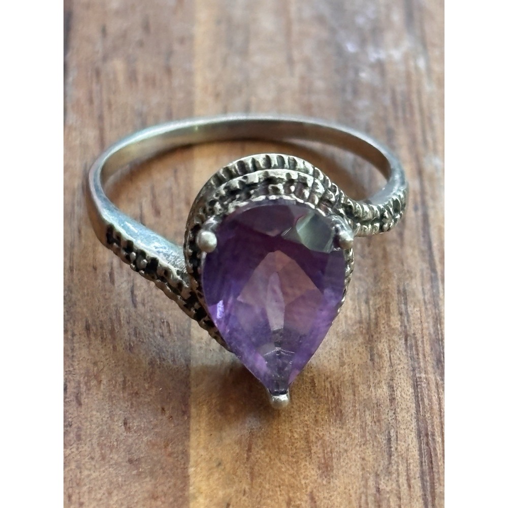Vintage Sterling Silver Amethyst Ring – Pear Shaped 925 size 7